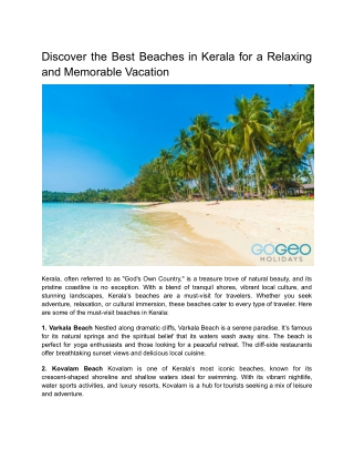 Discover the Best Beaches in Kerala for a Relaxing and Memorable Vacation