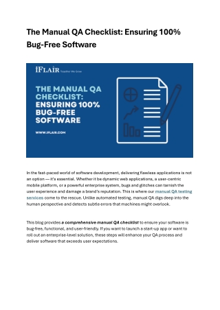 The Manual QA Checklist Ensuring 100^1 Bug-Free Software