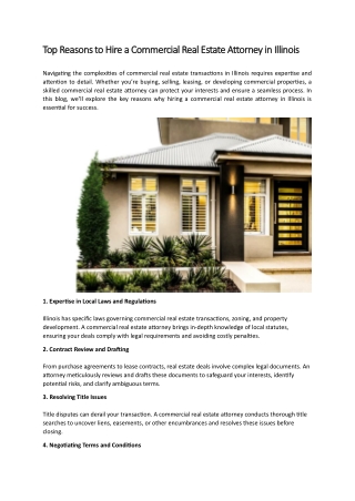 Top Reasons to Hire a Commercial Real Estate Attorney in Illinois