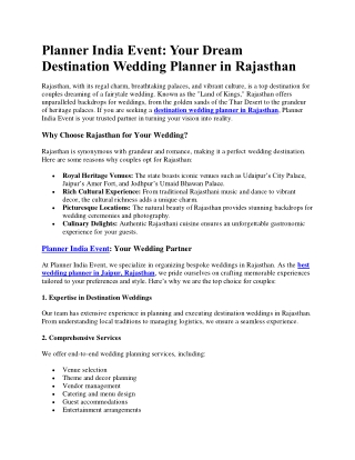 Dream Destination Wedding Planner in jaipur Rajasthan