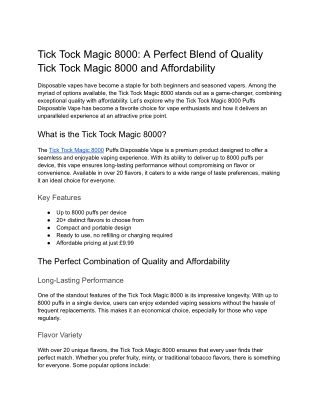 Tick Tock Magic 8000