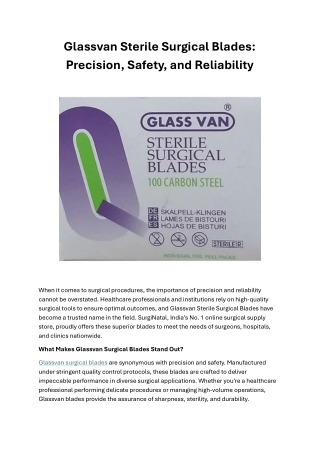 Glassvan Sterile Surgical Blades: Precision, Safety, and Reliability