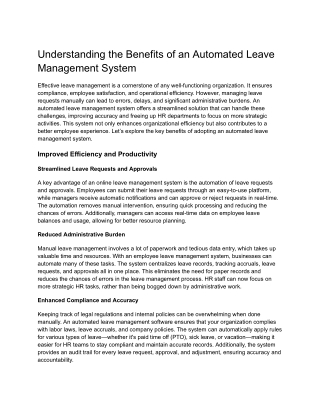 Understanding the Benefits of an Automated Leave Management System