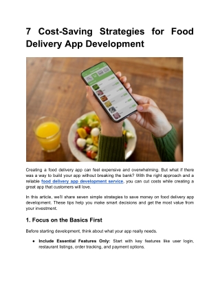 7 Cost-Saving Strategies for Food Delivery App Development