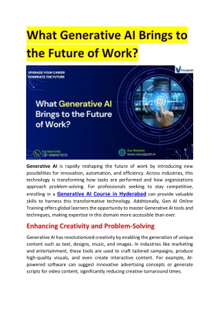 Generative AI Course in Hyderabad | Gen AI Online Training