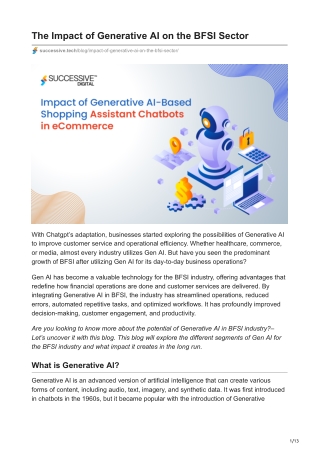 The Impact of Generative AI on the BFSI Sector