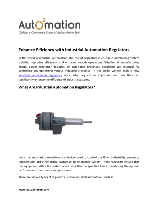 Enhance Efficiency with Industrial Automation Regulators