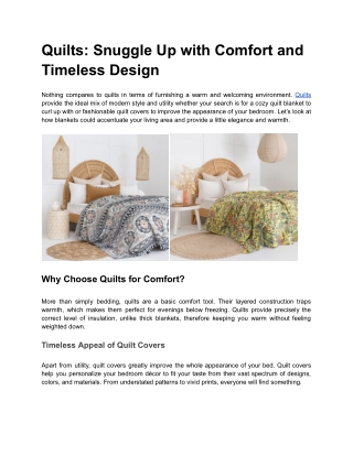 Quilts | Snuggle Up with Comfort and Timeless Design
