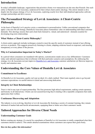 The Customized Method of Levi & Associates: A Client-Centric Approach