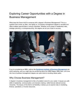 Exploring Career Opportunities with a Degree in Business Management
