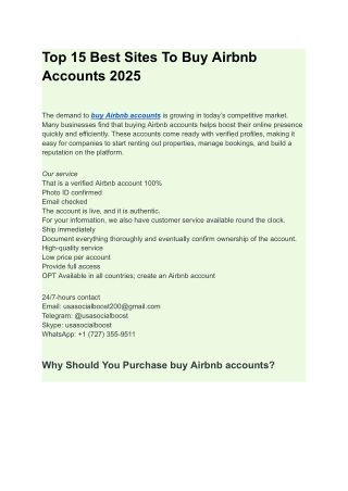 Top 15 Best Sites To Buy Airbnb Accounts 2025