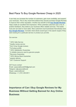 Best Place To Buy Google Reviews Cheap in 2025