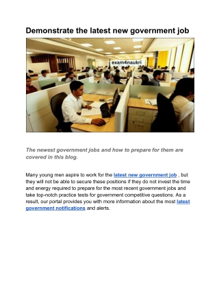 Demonstrate the latest new government job