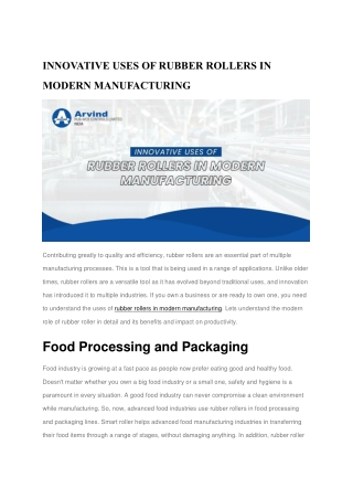 Innovative Uses of Rubber Rollers in Modern Manufacturing