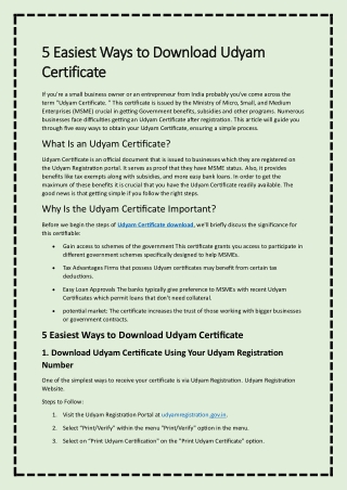 5 Easiest Ways to Download Udyam Certificate