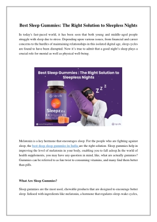 Best Sleep Gummies: The Right Solution to Sleepless Nights