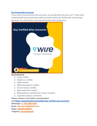 Buy Verified Wise Accounts Aged, PVA & Cheap