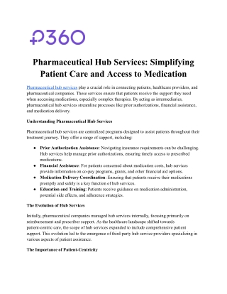 Pharmaceutical Hub Services: Simplifying Patient Care and Access to Medication