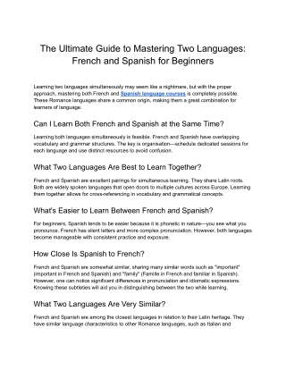 SIFIL- The Ultimate Guide to Mastering Two Languages_ French and Spanish for Beginners