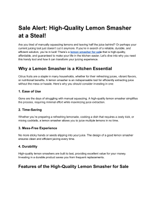 Sale Alert-High-Quality Lemon Smasher at a Steal!