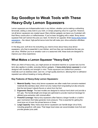 Say Goodbye to Weak Tools with These Heavy-Duty Lemon Squeezers
