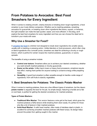 From Potatoes to Avocados-Best Food Smashers for Every Ingredient