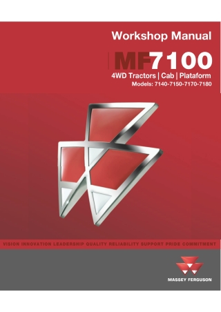 Massey Ferguson MF7100 Series (MF7140  MF7150  MF7170  MF7180) 4WD Tractor Service Repair Manual Instant Download (Part