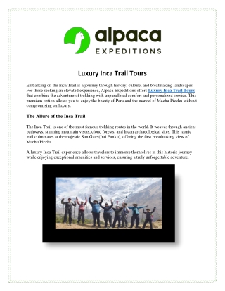 Luxury Inca Trail Tours