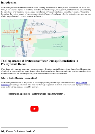 The Importance of Professional Water Damage Remediation in Pennsylvania Homes