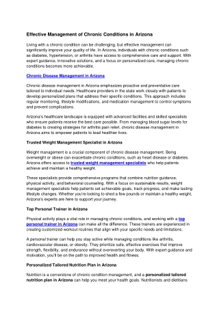 Effective Management of Chronic Conditions in Arizona