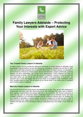 Family Lawyers Adelaide – Protecting Your Interests with Expert Advice