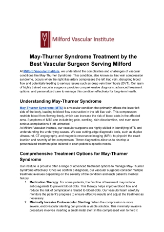 May-Thurner Syndrome Treatment