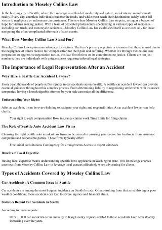 Moseley Collins Law: Advocating for Victims on Seattle’s Roads