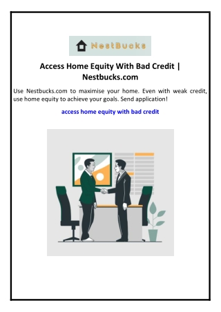 Access Home Equity With Bad Credit | Nestbucks.com