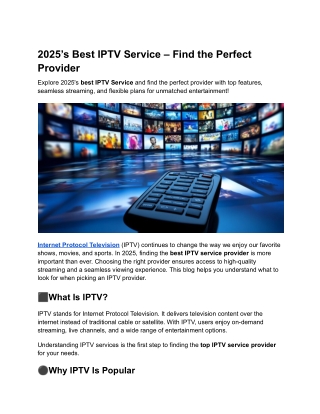 2025’s Best IPTV Service – Find the Perfect Provider