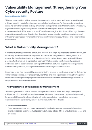 Vulnerability Management: Secure Your Systems