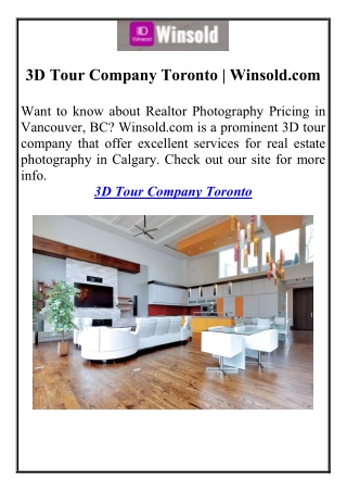 3D Tour Company Toronto   Winsold  com