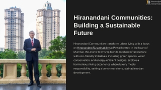 Hiranandani Communities: Building a Sustainable Future