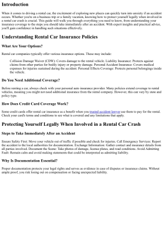 “Protecting Yourself Legally When Involved in a Rental Car Crash”