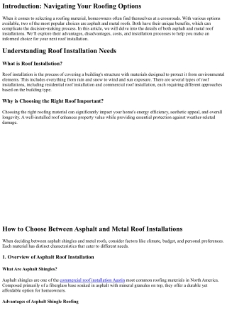 “How to Choose Between Asphalt and Metal Roof Installations”