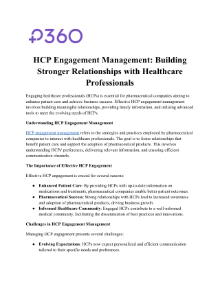 HCP Engagement Management: Building Stronger Relationships with Healthcare Profe