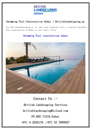 Swimming Pool Construction Dubai  Britishlandscaping.ae