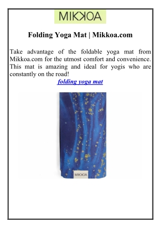 Folding Yoga Mat | Mikkoa.com