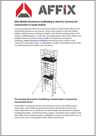 Why Mobile Aluminium Scaffolding is Ideal for Commercial Construction in SA?
