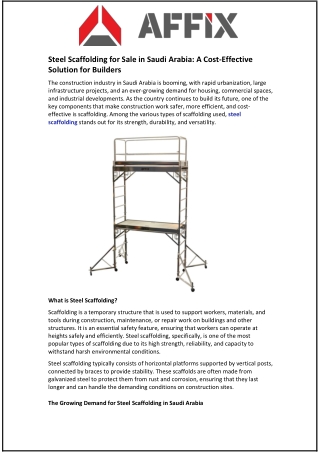 Steel Scaffolding for Sale in Saudi Arabia: A Cost-Effective Solution Builders