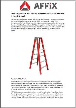 Why FRP Ladders Are Ideal for Use in the Oil and Gas Industry in Saudi Arabia?
