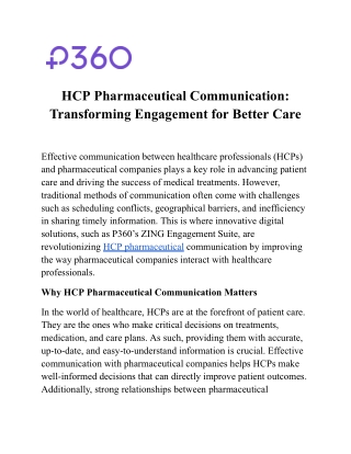 HCP Pharmaceutical Communication: Transforming Engagement for Better Care