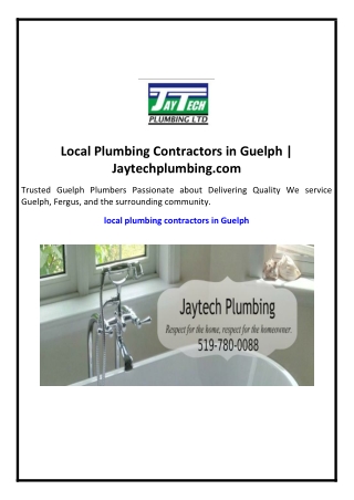 Local Plumbing Contractors in Guelph | Jaytechplumbing.com