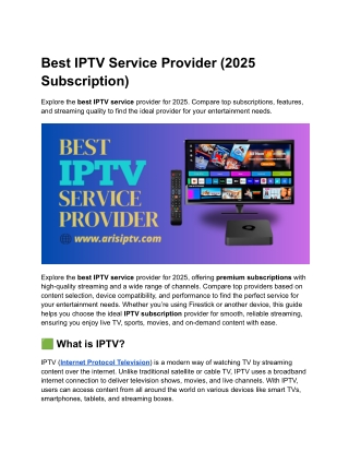 Best IPTV Service Provider (2025 Subscriptions)