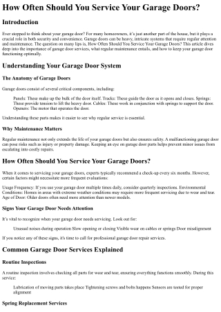 How Often Should You Service Your Garage Doors